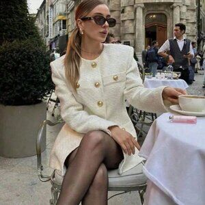 Elegant Women's Long Sleeve Metal Button Decor Jacket